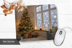 Cheerful Holiday Living Room Christmas Tree Mouse Pad PNG Product Image 1
