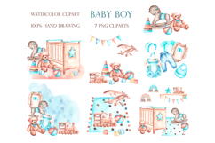 Baby boy watercolor set. Birthday. Product Image 3