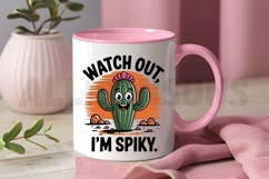 Cartoon Cactus With Spikes And Flowers In Desert Product Image 3