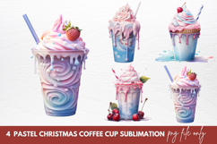 Pastel Christmas Coffee Cup Sublimation Clipart Product Image 1