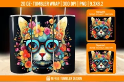 3d Cute Cat Tumbler Wrap Designs, Sublimation Wrap Product Image 1