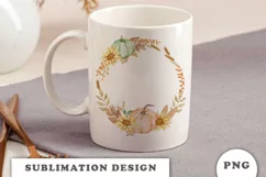 Watercolor Autumn Pumpkins wreath png Product Image 3