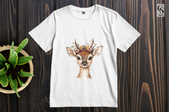 Floral Deer Fawn Watercolor Clipart Sublimation PNG Product Image 2