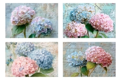 Hydrangea Cosmetic Bag, Vintage Flowers Cosmetic Bag Print Product Image 3