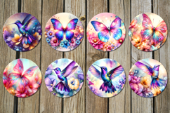 Butterfly &amp; hummingbird | car coaster &amp; key chain design Product Image 3