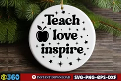 Teach love inspire SVG, Teacher Christmas SVG Product Image 3