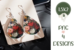 Vintage Flowers Earrings, Nature Teardrop Earring PNG Product Image 3