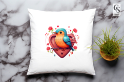 Colorful Bird with Heart Clipart Sublimation PNG Product Image 3