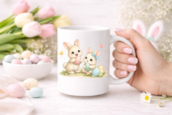 Cute Easter Bunny Clipart 4 Spring PNG SVG JPG Product Image 3