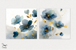 Blue flowers digital paper, background clipart Product Image 3