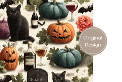 Black Cat Tumbler Wrap, Cartoon Halloween Pumpkin Tumbler Product Image 3