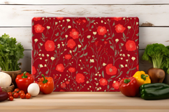 Red Cottagecore Flower Cutting Board | Cutting Board png Product Image 3