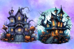 Fairy Halloween Witch House Sublimation Clipart, Fairy Hallo Product Image 4