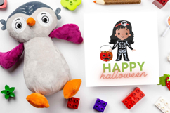 Cute Halloween Girls in Costumes Horror Party Clip Art Product Image 3