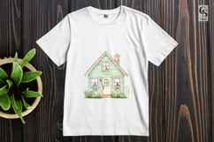 Charming Mint Green Cottage House Watercolor Clipart Product Image 3