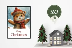 Watercolor Christmas Greeting Cards, Cartoon Christmas Girl Product Image 3