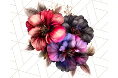 Gothic Floral PNG, Dark Aesthetic Flowers Clipart Print Product Image 3
