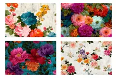 Peony Cosmetic Bag, Vintage Flowers Cosmetic Bag Print Product Image 3