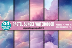 Pastel Sunset Watercolor Background Bundle PNG Product Image 4