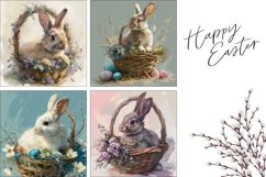 Easter Basket Pillow Template, Cartoon Easter Bunny Pillow Product Image 3