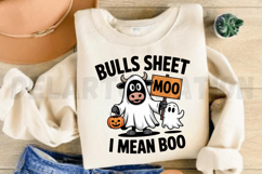 Funny Halloween Fall Highland Cow Ghost Sublimation PNG Desi Product Image 3