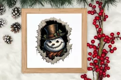 Watercolor Peeking Santa and Snowman Clipart, Christmas PNG Product Image 3
