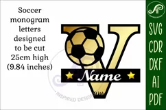 Football or Soccer Capital Monogram Letter V SVG Product Image 3