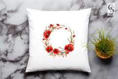 Red Poppy Floral Wreath Clipart Sublimation PNG Product Image 3