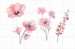 Pink Watercolor Flower Clipart PNG, Wildflower Ornament Product Image 3