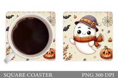 Cute Ghost Coaster Design. Halloween Sublimation Product Image 1