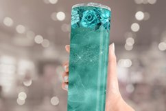 Emerald Roses Glitter Seamless Tumbler Sublimation Wrap Product Image 3