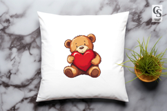 Cute Teddy Bear with Red Heart Clipart Sublimation PNG Product Image 2