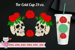 Skull of rose svg, Full Wrap Venti Cold Cup 24 oz Product Image 2