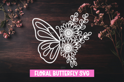 Butterfly with Flowers SVG Design Product Image 1
