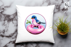 Pink Blue Bird Clipart Sublimation PNG Product Image 3