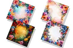 Colorful Floral Frame Painting Digital Paper Bundle Product Image 3