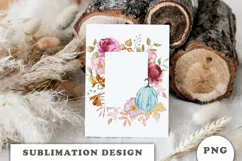 Watercolor Autumn Pumpkins frame png Product Image 3