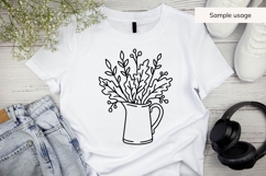 Hand Drawn Fall Watering Can With Leaves SVG Product Image 3