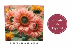 Sunflowers Tumbler Wrap Design, Pink Sunflowers Sublimation Product Image 3