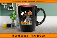 Cute Christmas Ghost Cat and Pumpkin House PNG Product Image 3