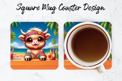 Highland Cow Mug coaster | Coaster | Sublimation Design Product Image 1