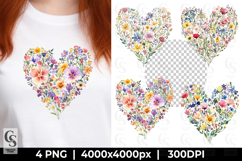 Watercolor Wildflower Heart Floral Bouquet Clipart Product Image 1