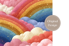 Glitter Rainbow Tumbler Wrap, Clouds Tumbler Sublimation Product Image 3