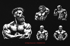 10 Bundle Dark Art Skull Bodybuilder Gym Muscle Workout Product Image 5