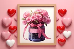 Valentine Flowers In Jar Clipart, Valentine Couplet Product Image 3