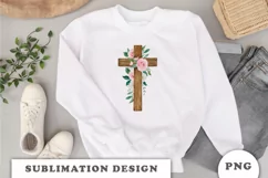 Watercolor Floral cross sublimation Png Product Image 3