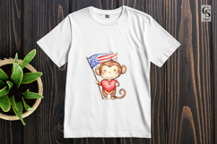 Cute Patriotic Monkey Clipart PNG Product Image 3