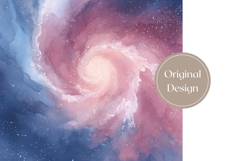 Watercolor Space Tumbler Design, Pink Tumbler Template Product Image 3