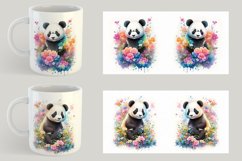 Watercolor Panda Baby Flower| Mug sublimation design Product Image 5