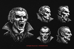 10 Bundle Dark Art Vampire Face Gothic Dracula Monster Product Image 5